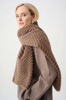 Chevron Faux Fur Scarf - Mink