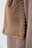 Chevron Faux Fur Scarf - Mink