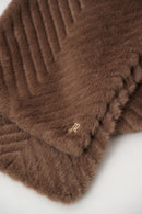 Chevron Faux Fur Scarf - Mink