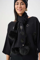 Pompoms And Sequins Scarf - Black