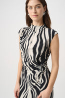 Animal Print Wrap Dress - Black/off White