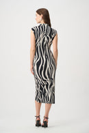 Animal Print Wrap Dress - Black/off White