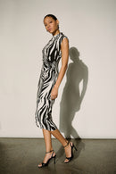 Animal Print Wrap Dress - Black/off White