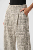 Boucle Wide-Leg Pants - Beige/multi