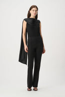 Scarf Collar Fitted Top - Black