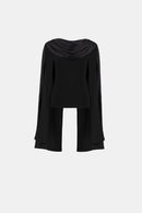 Scarf Collar Fitted Top - Black