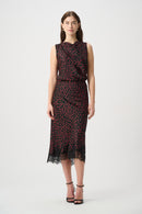 Polka Dot Midi Skirt - Black/deep Cherry