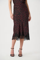 Polka Dot Midi Skirt - Black/deep Cherry