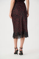 Polka Dot Midi Skirt - Black/deep Cherry