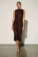 Polka Dot Midi Skirt - Black/deep Cherry