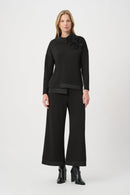 Floral Embroidered Tunic - Black