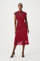 Embellished Trumpet Dress - Deep Cherry