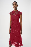 Embellished Trumpet Dress - Deep Cherry