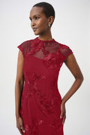 Embellished Trumpet Dress - Deep Cherry