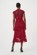 Embellished Trumpet Dress - Deep Cherry