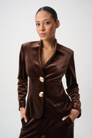 Velvet Fitted Blazer - Mahogany
