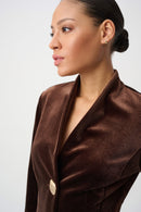 Velvet Fitted Blazer - Mahogany