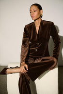 Velvet Fitted Blazer - Mahogany