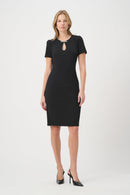 Bow Neckline Sheath Dress - Black
