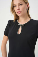 Bow Neckline Sheath Dress - Black