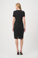 Bow Neckline Sheath Dress - Black