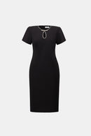 Bow Neckline Sheath Dress - Black