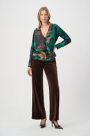 Velvet Wide-Leg Trousers - Mahogany
