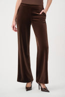Velvet Wide-Leg Trousers - Mahogany