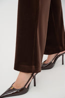 Velvet Wide-Leg Trousers - Mahogany