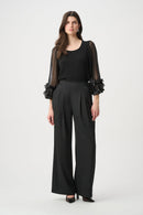 Embellished Sleeve Top - Black