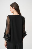 Embellished Sleeve Top - Black