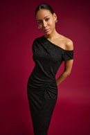 Lace Off-Shoulder Dress - Black