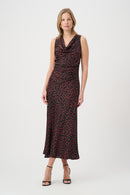 Polka Dot Satin Dress - Black/deep Cherry