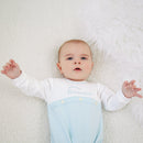 Luka Train Babygrow - Pale Blue