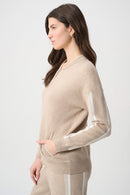 Striped Sleeve Jacket - Fawn Melange/winter White