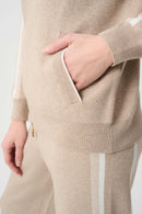 Striped Sleeve Jacket - Fawn Melange/winter White