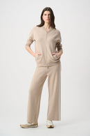 Striped Sleeve Jacket - Fawn Melange/winter White