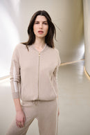 Striped Sleeve Jacket - Fawn Melange/winter White