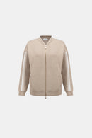 Striped Sleeve Jacket - Fawn Melange/winter White