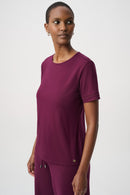 Stripe Band Crewneck Tee - Elderberry