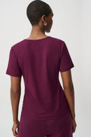 Stripe Band Crewneck Tee - Elderberry