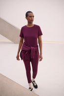 Stripe Band Crewneck Tee - Elderberry