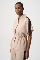 Rhinestone Trim Jacket - Fawn