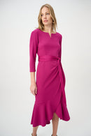 Trumpet Dress W/Satin Sash - Deep Magenta