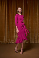 Trumpet Dress W/Satin Sash - Deep Magenta