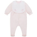 Lisa Babygrow & Detachable Bib - Pale Pink