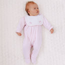 Lisa Babygrow & Detachable Bib - Pale Pink