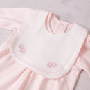 Lisa Babygrow & Detachable Bib - Pale Pink