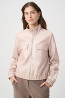 Leatherette Bomber Jacket - Pearl Blush