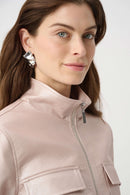 Leatherette Bomber Jacket - Pearl Blush